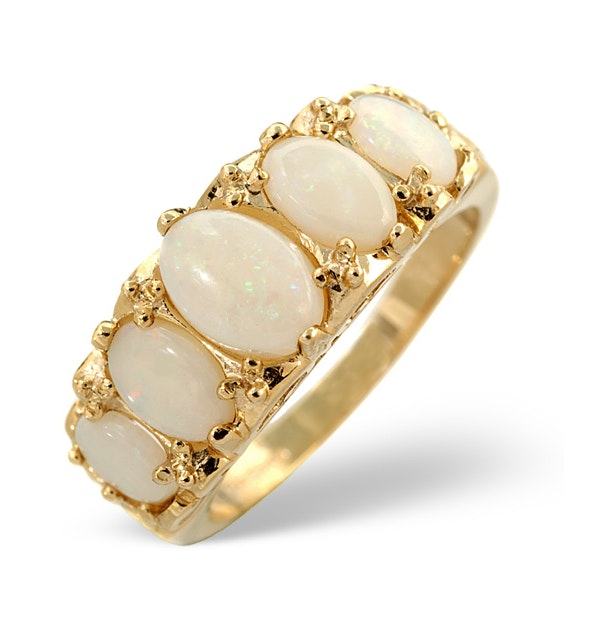 Opal 1.29CT 9K Yellow Gold Ring - image 1