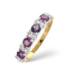 Amethyst 0.48ct And Diamond 9K Gold Ring SIZE K.5