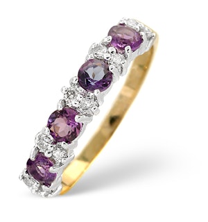 Amethyst 0.48ct And Diamond 9K Gold Ring