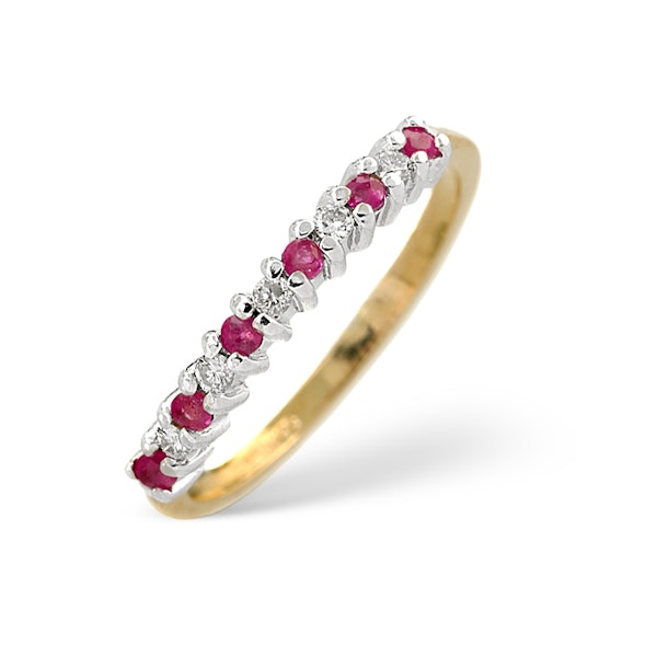 Ruby 0.16ct And Diamond 9K Gold Ring - Image 1