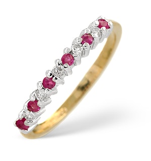 Ruby 0.16ct And Diamond 9K Gold Ring