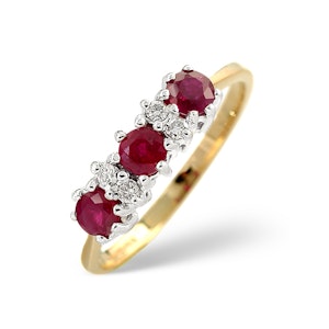 Ruby 0.58ct And Diamond 9K Gold Ring
