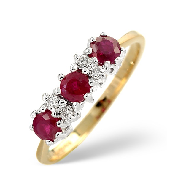 Ruby 0.58ct And Diamond 9K Gold Ring - image 1
