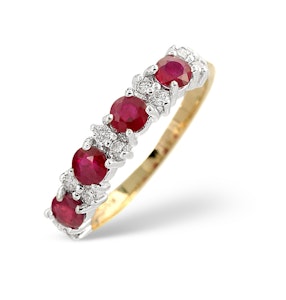 Ruby 0.78ct And Diamond 9K Gold Ring