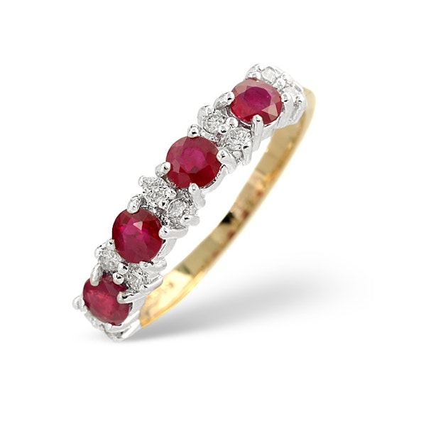 Ruby 0.78ct And Diamond 9K Gold Ring - Image 1