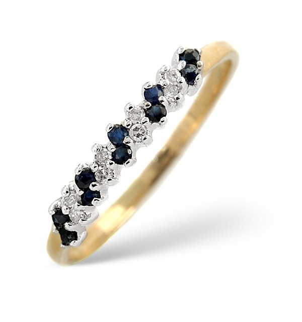 Sapphire 0.18ct And Diamond 9K Gold Ring - image 1