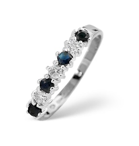 Sapphire 0.30ct And Diamond 9K White Gold Ring - Size K