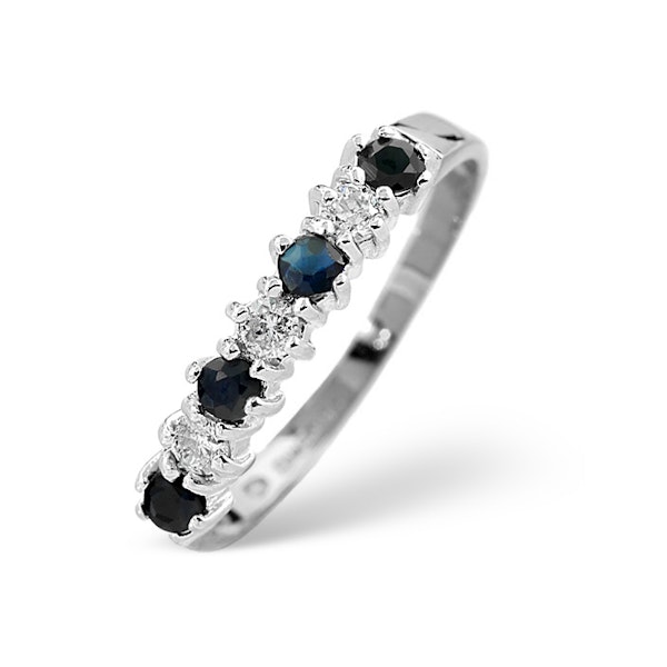Sapphire 0.30ct And Diamond 9K White Gold Ring - Size K - Image 1
