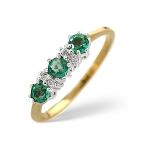 Emerald 0.45ct And Diamond 9K Gold Ring
