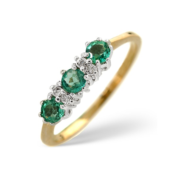 Emerald 0.45ct And Diamond 9K Gold Ring - Image 1