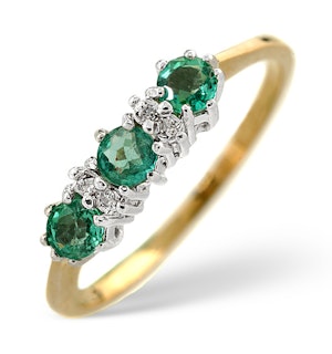 Emerald 0.45ct And Diamond 9K Gold Ring
