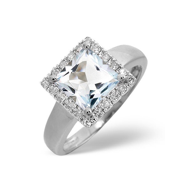 Aquamarine 1.42CT And Diamond 9K White Gold Ring - Image 1