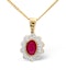 Ruby 6 x 4mm And Diamond 18K Yellow Gold Pendant Necklace FER26-T - image 1