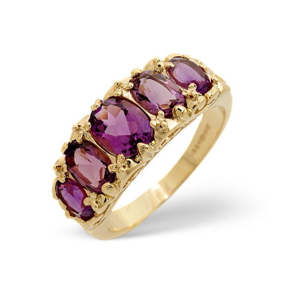 Amethyst 2.10ct 9K Yellow Gold Ring Size R - Image 1