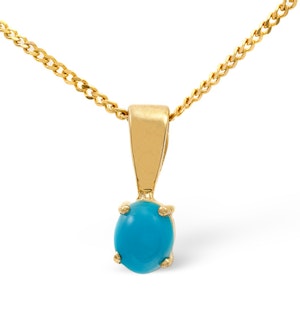 Turquoise 5 x 4mm 9K Yellow Gold Pendant Necklace