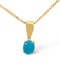 Turquoise 5 x 4mm 9K Yellow Gold Pendant Necklace - image 1