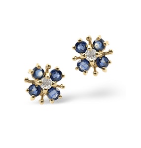 Sapphire 0.40CT And Diamond 9K Yellow Gold Earrings