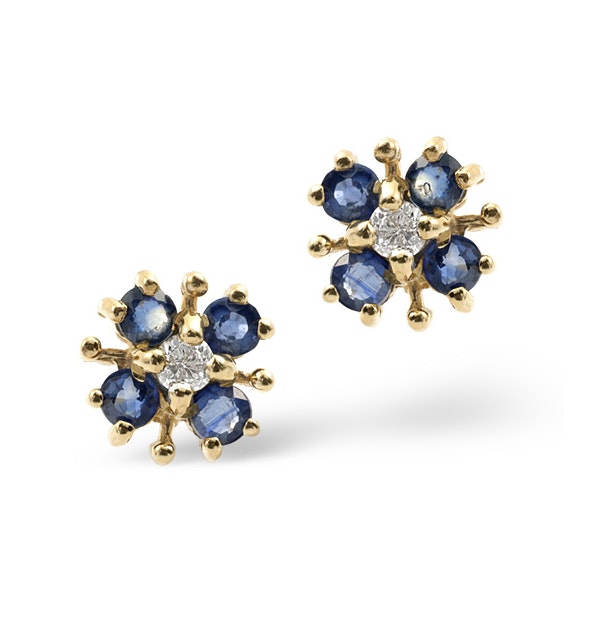 Sapphire 0.40CT And Diamond 9K Yellow Gold Earrings - image 1