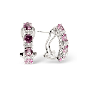 Pink Sapphire 1.15CT And Diamond 9K White Gold Earrings