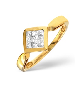 Diamond 0.25ct and 18K Gold Cluster Ring - RTC-N3464