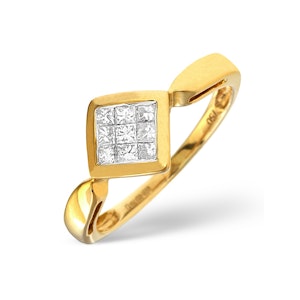Illusion Ring 0.25CT Diamond 18K Yellow Gold
