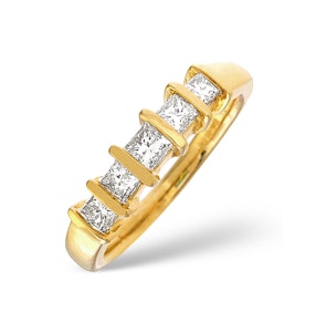 18K Gold Princess Cut Diamond Eternity Ring - SIZE M 1/2
