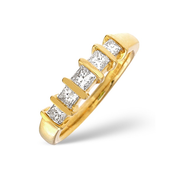 18K Gold Princess Cut Diamond Eternity Ring - SIZE M 1/2 - Image 1