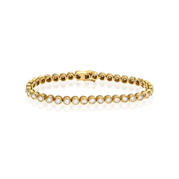 Diamond Tennis Bracelet Rubover Style 4.00ct 9K Yellow Gold - Image 1