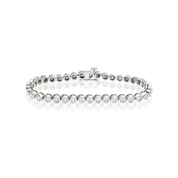 Diamond Tennis Bracelet Rubover Style 4.00ct 9K White Gold - Image 1