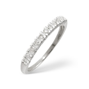 Half Eternity Ring Claw Set 0.15CT Diamond 9K White Gold - Size L Only