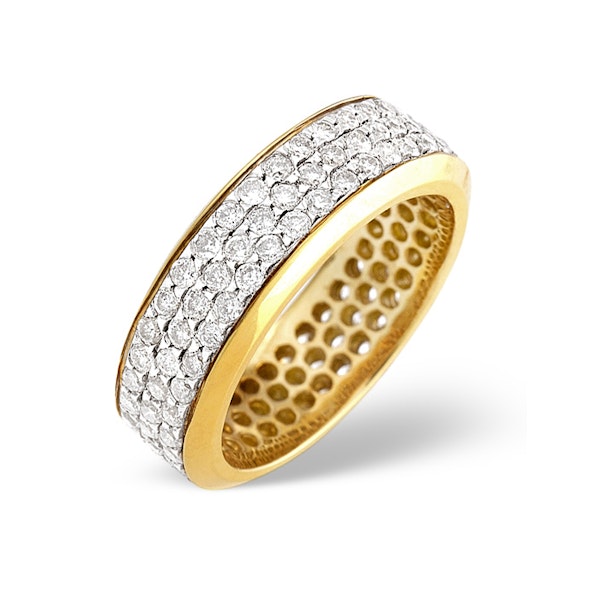 18K Gold Diamond Three Row Full Eternity Ring 1.30CT SIZES K N - Image 1