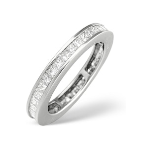 18K White Gold Princess Diamond Eternity Ring 1.52CT - SIZE N