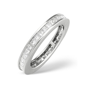 18K White Gold Princess Diamond Eternity Ring 1.52CT - SIZE N