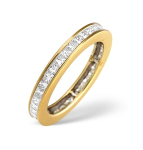 18K Gold Princess Diamond Eternity Ring 1.52CT - SIZE P