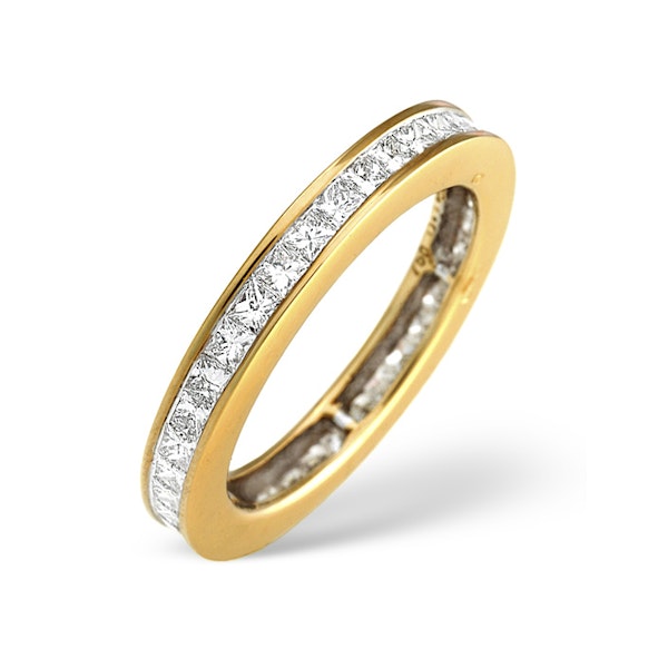 18K Gold Princess Diamond Eternity Ring 1.52CT - SIZE P - Image 1