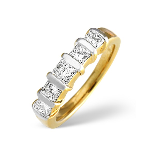 18K Gold Princess Cut Diamond Eternity Ring with Bars - Image 1