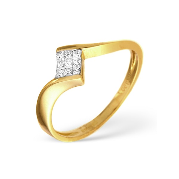Illusion Ring 0.13CT Diamond 18K Yellow Gold - SIZE L - Image 1