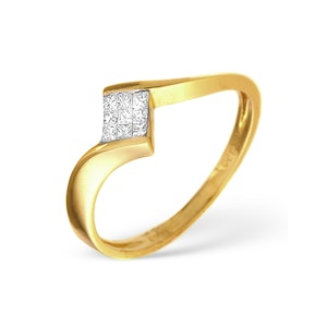 18K Gold Princess Cut Diamond Cluster Ring
