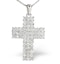 Cross Necklace 2ct Pave Set Triple Row Lab Diamond in 9K White Gold - image 1
