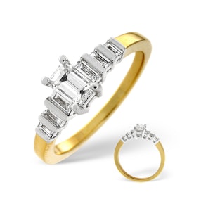 Solitaire With Shoulders Ring 0.79CT Lab Diamond 18K Yellow Gold SIZES M and N