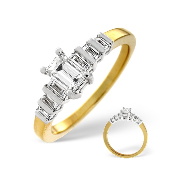 Solitaire With Shoulders Ring 0.79CT Lab Diamond 18K Yellow Gold SIZES M and N - Image 1