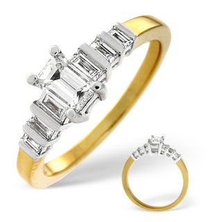 H/Si Solitaire With Shoulders Ring 0.79CT Diamond 18K Yellow Gold