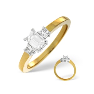 H/Si Solitaire With Shoulders Ring 0.65CT Diamond 18K Yellow Gold