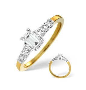 Solitaire With Shoulders Ring 0.76CT Lab Diamond 18K Yellow Gold SIZE N