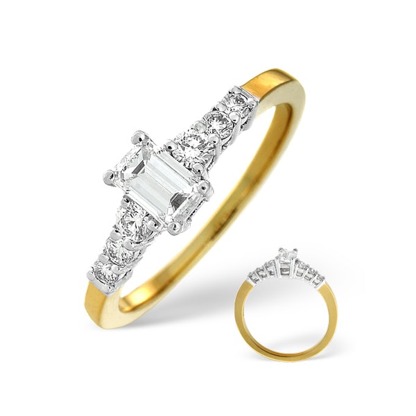 Solitaire With Shoulders Ring 0.76CT Lab Diamond 18K Yellow Gold SIZE N - Image 1