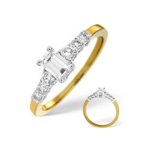 Solitaire With Shoulders Ring 0.76CT Lab Diamond 18K Yellow Gold SIZE N