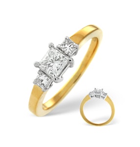 H/Si Solitaire With Shoulders Ring 1.24CT Lab Diamond 18K Yellow Gold SIZE M