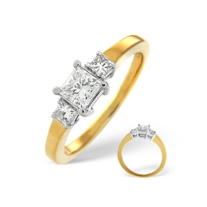 H/Si Solitaire With Shoulders Ring 1.24CT Lab Diamond 18K Yellow Gold SIZE M