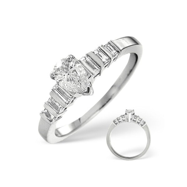 H/Si Solitaire With Shoulders Ring 0.72CT Diamond 18K White Gold - SIZE N - Image 1
