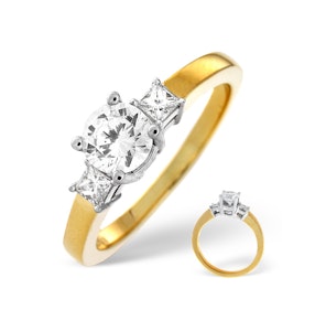 H/Si Solitaire With Shoulders Ring 0.70CT Diamond 18K Yellow Gold - SIZE M